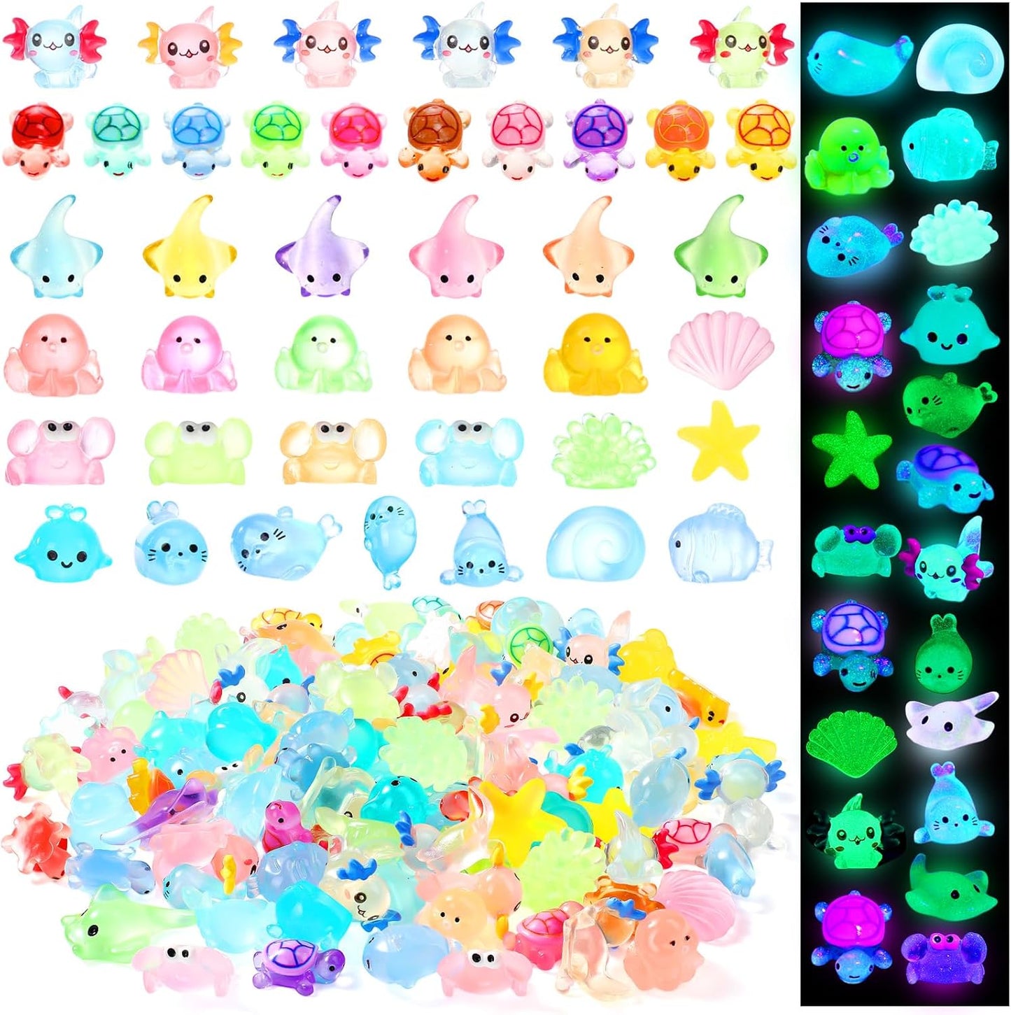 154 Mini Figuras Resina Brillan en la Oscuridad Océano