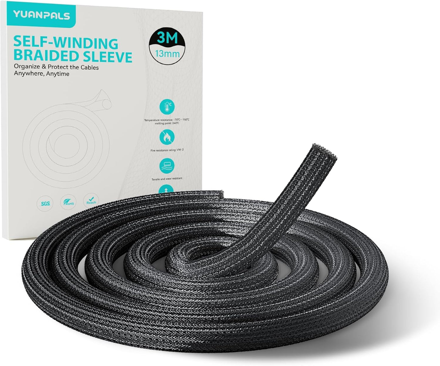 Funda gestionadora cables 0.512pulg-9.84pies negro