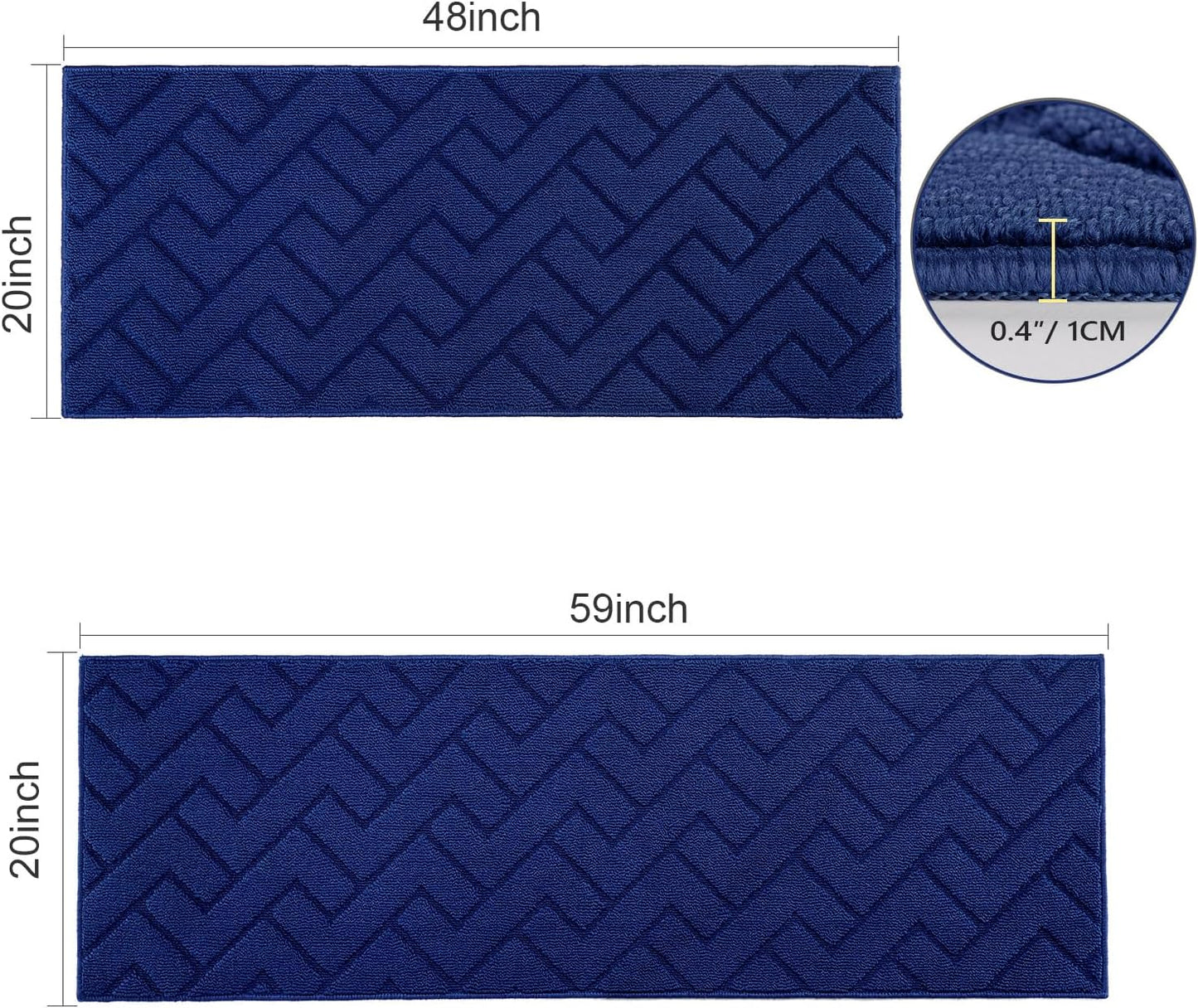 Set 2 Alfombras Antiderrapantes Cocina Lavable 20x48pulg