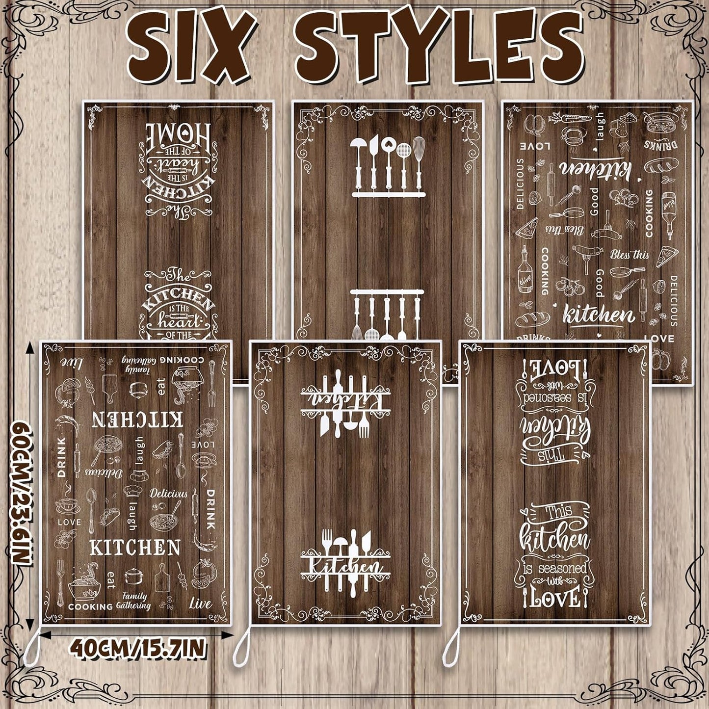 Set 6 Toallas Cocina Marrón Vintage Reutilizables
