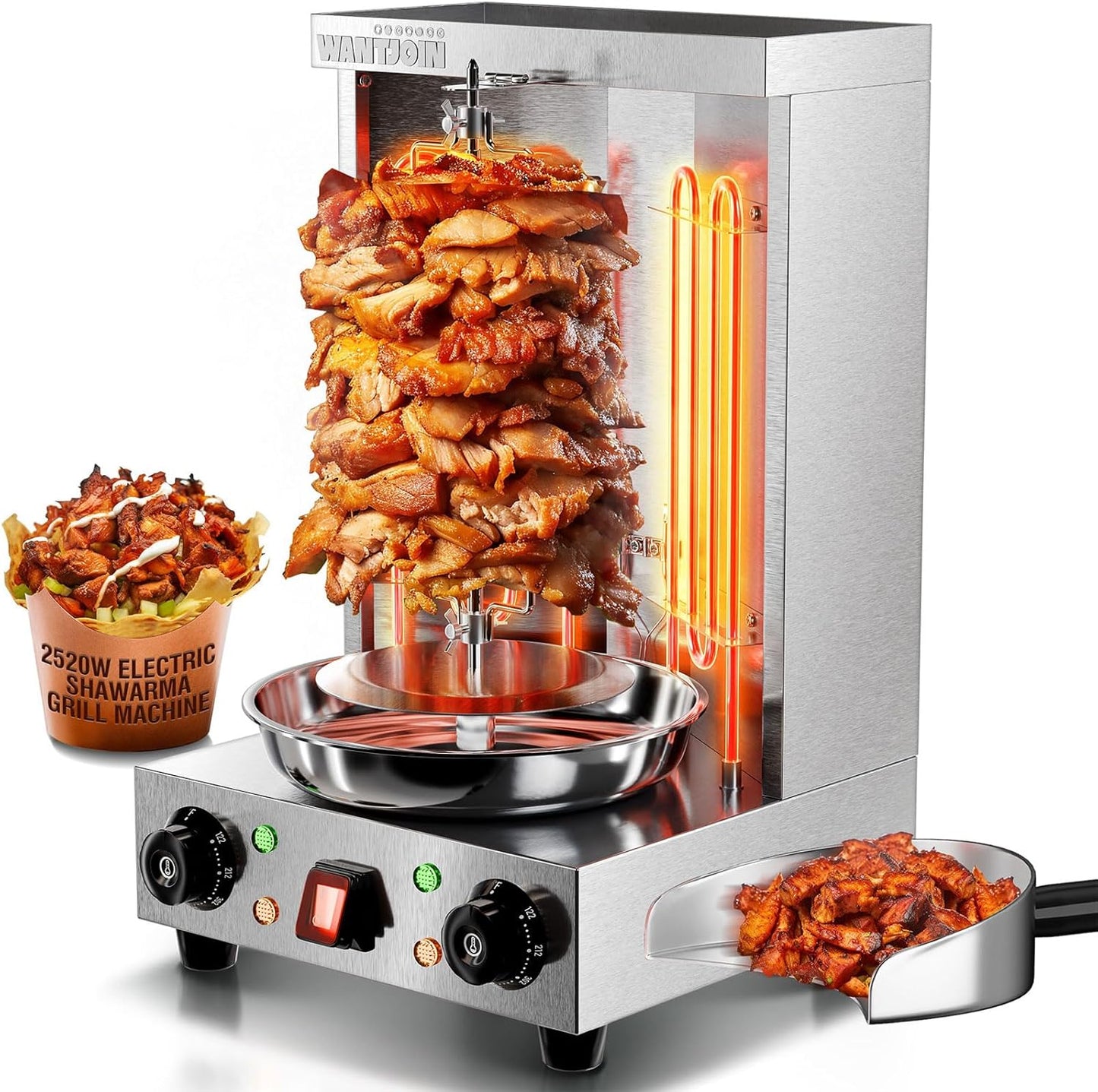 Máquina parrilla vertical eléctrica 22lb acero inox 122-572°F