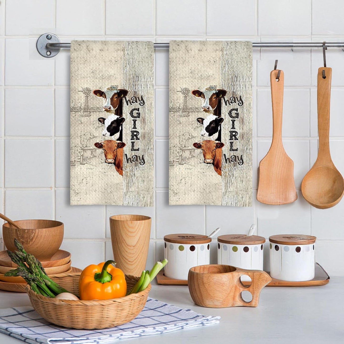 Toallas cocina rústicas vaca 16x24pulg decorativas