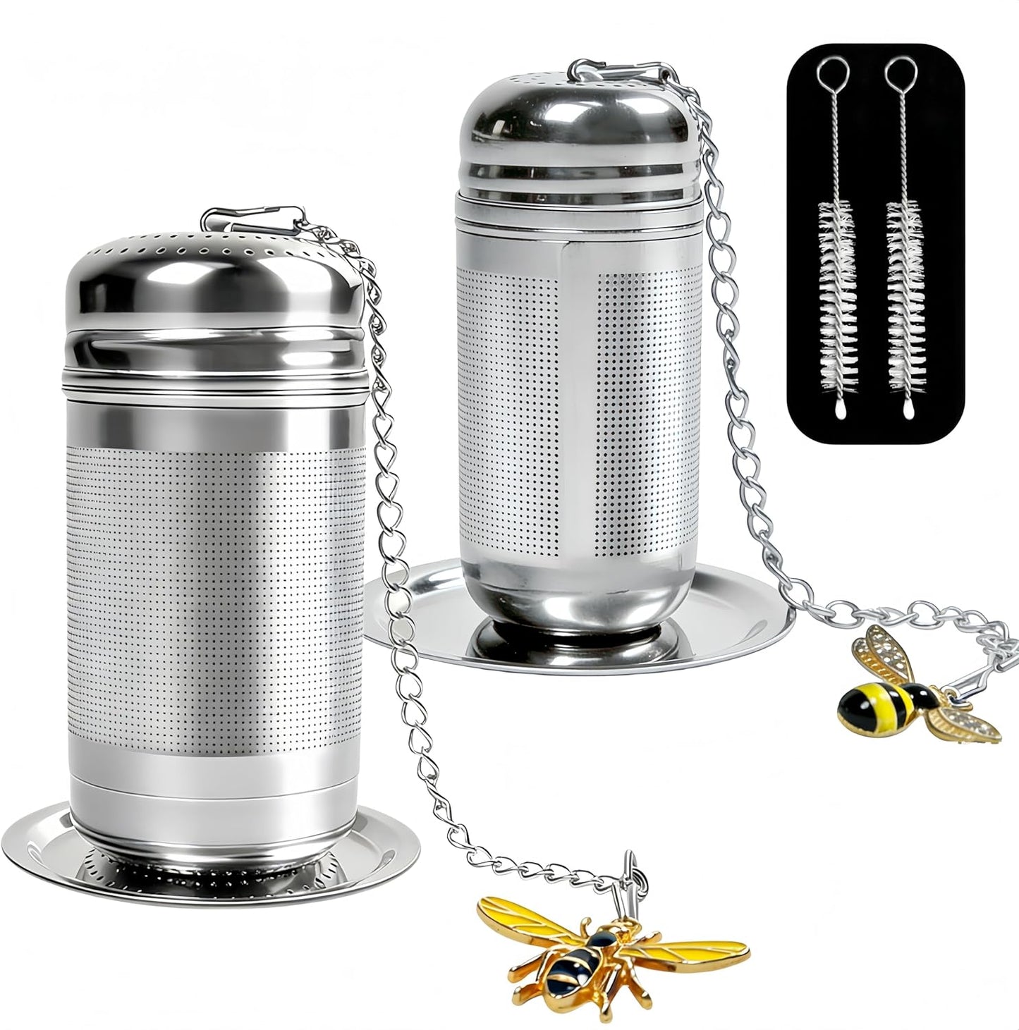 2 Coladores Té con Bandejas Goteo Acero Inox 304