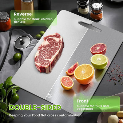 Tabla de cortar de titanio puro para cocina doble cara grado alimenticio