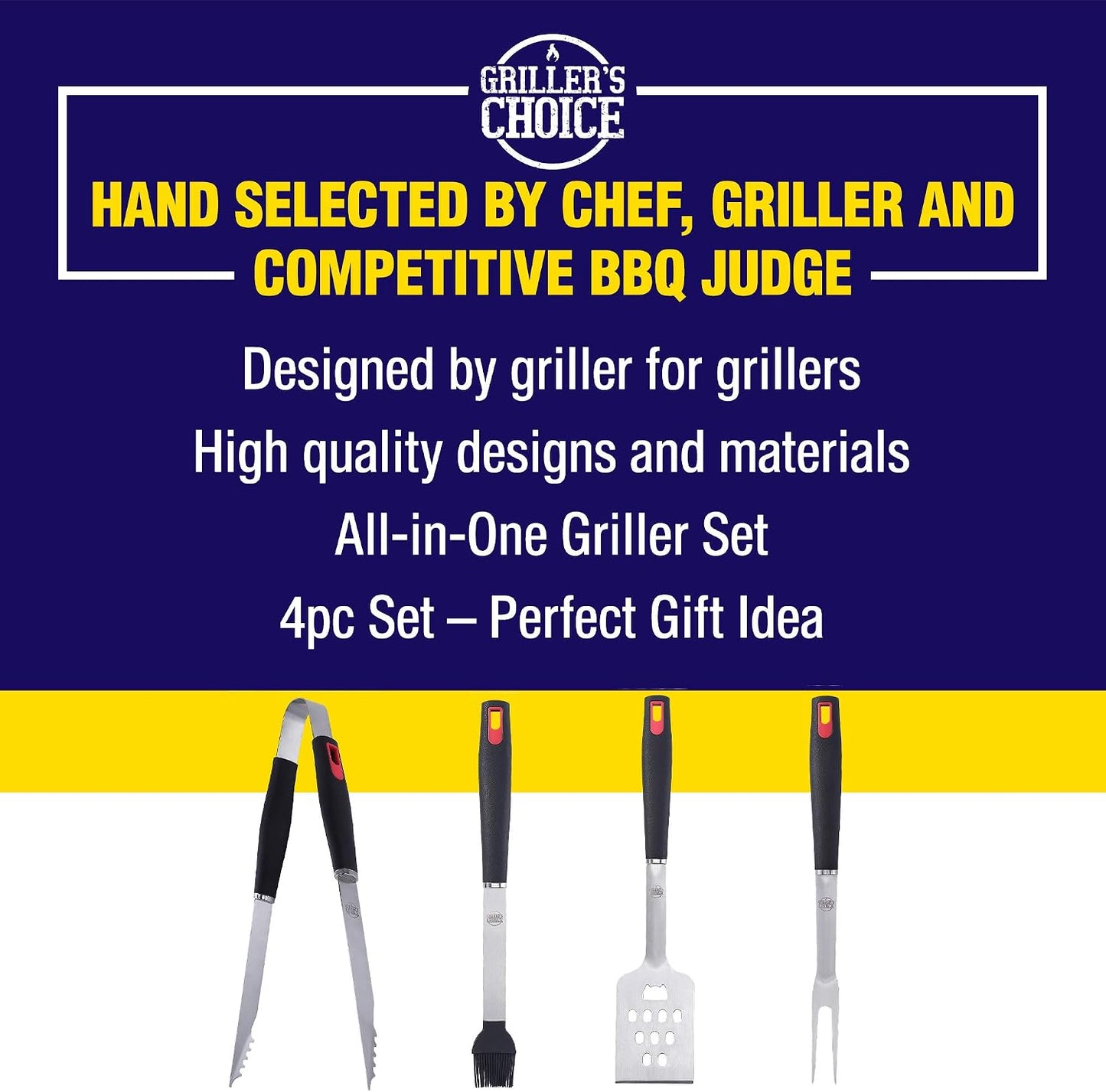 Juego 4 Pzas Accesorios Parrilla Profesional Resistente