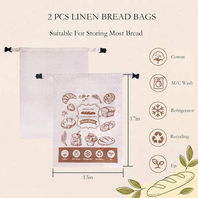 Bolsas reutilizables para pan casero y masa madre impermeables 17 x 13 pulgadas