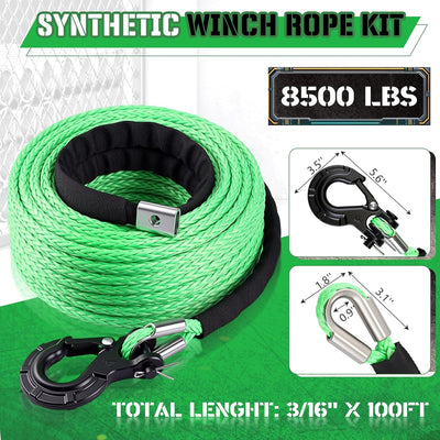 Kit cable sintético 3/16x100pies con manga y gancho