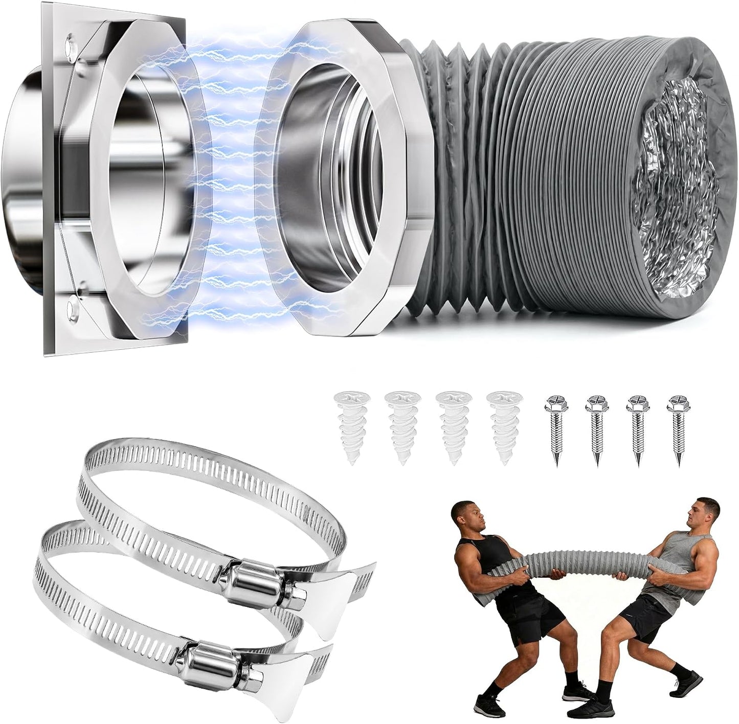 Kit conector ventilación secadora sello hermético 4pulg acero inox