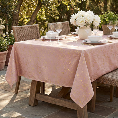 Mantel rectangular rosa 52x70pulg con lentejuelas doradas