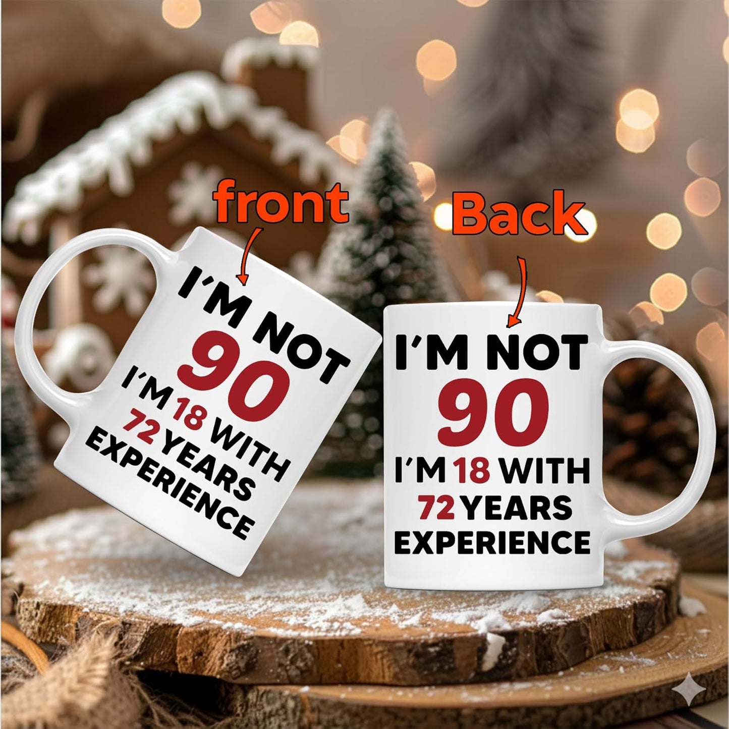 Taza de cumpleaños 90 para abuela o abuelo de 11 oz