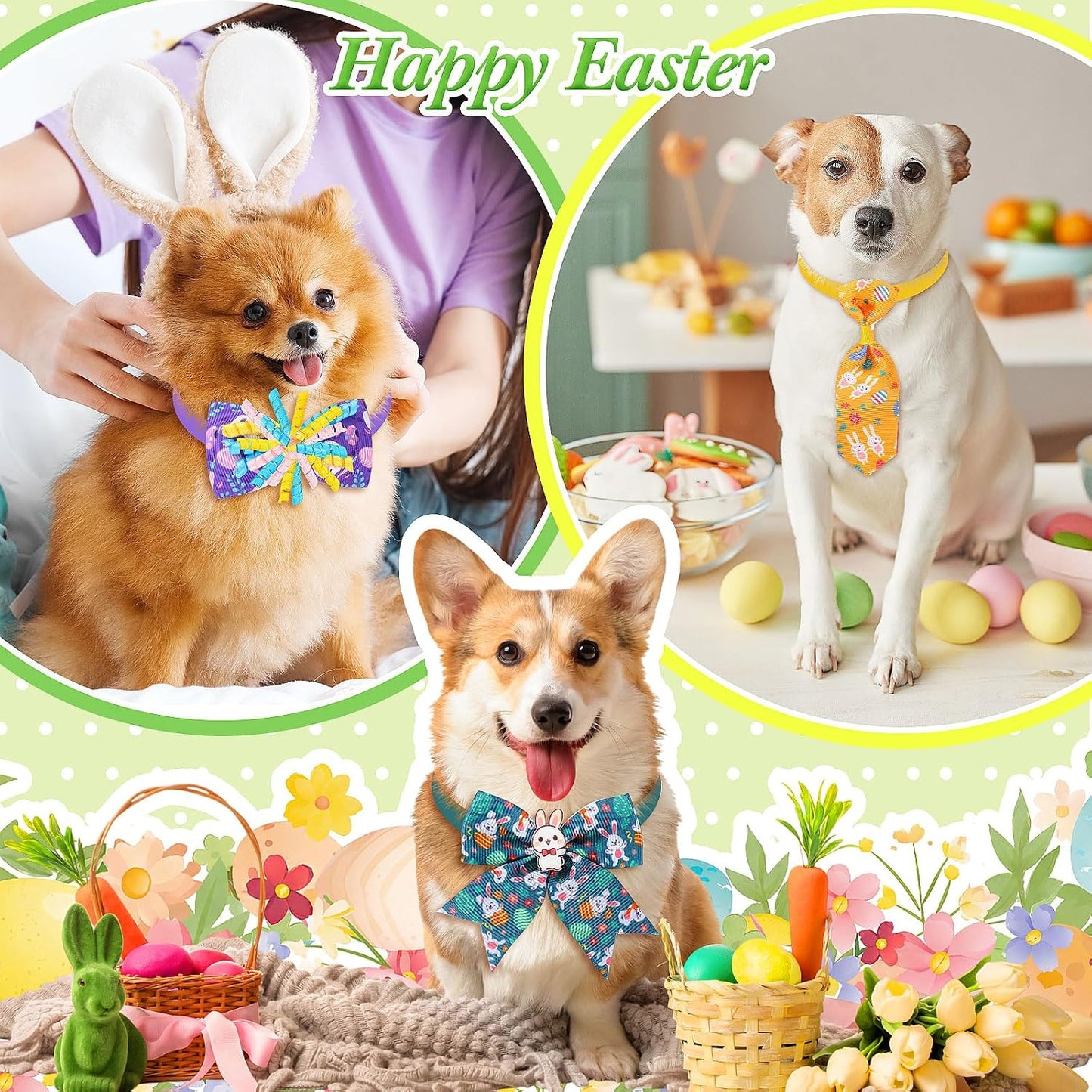 100 Corbatines Pascua Perro Ajustable Pajarita Conejito