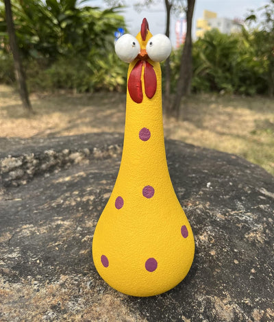 Estatua pollo cuello largo resina decoración al aire libre