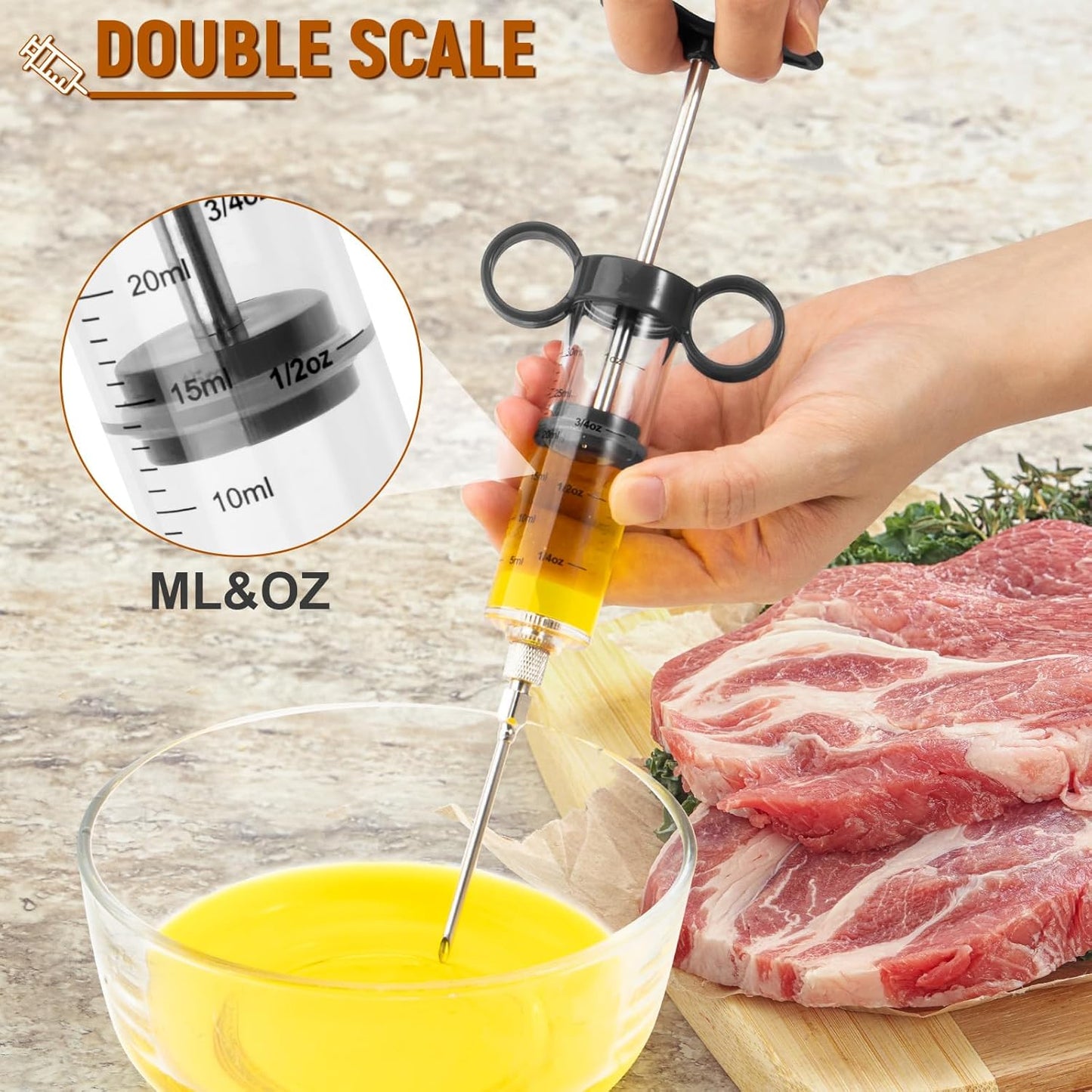 Inyector carne acero inox 1oz para parrilla