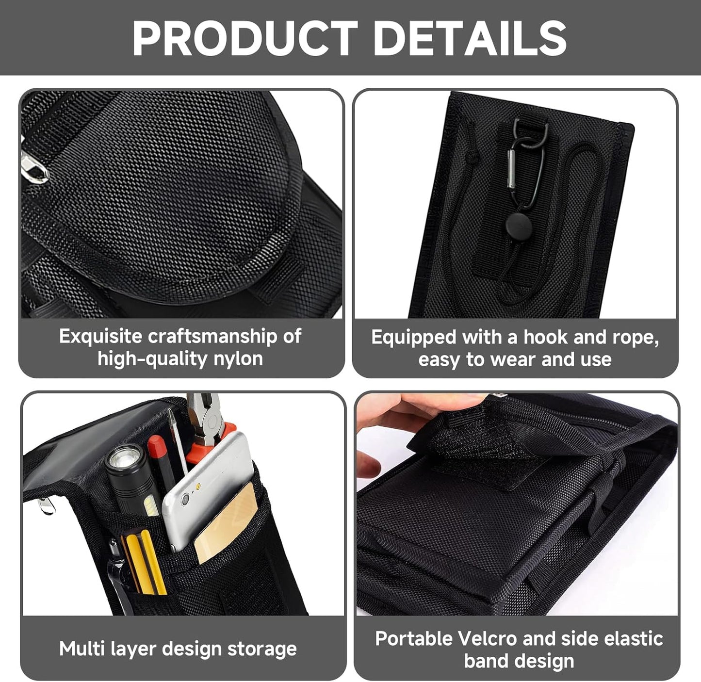 Bolsa herramientas cinturón táctico de nailon con soporte celular