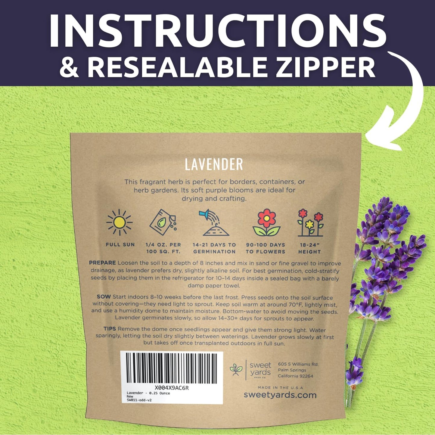 Paquete 7000 semillas lavanda 1/4oz