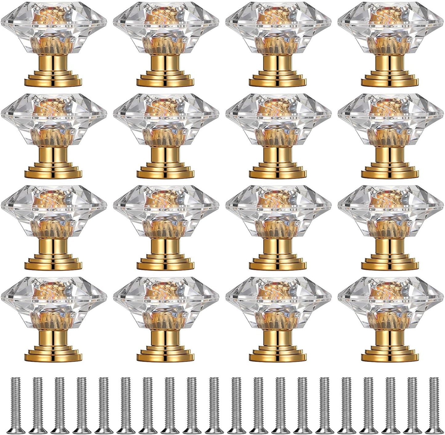 20 Pomos Cristal Tiradores Acrílicos Forma Diamante