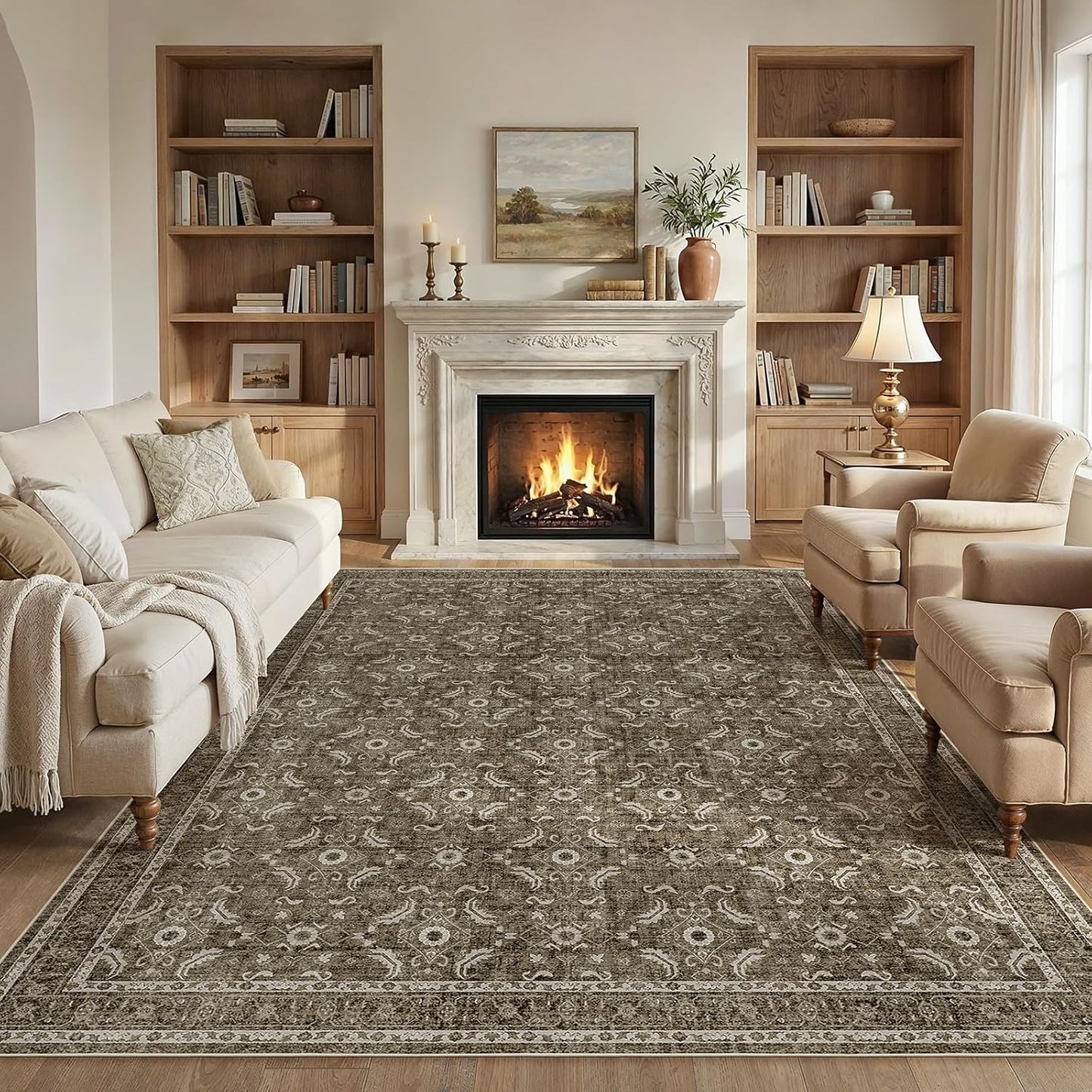 Alfombra 9x12 lavable antideslizante vintage para dormitorio