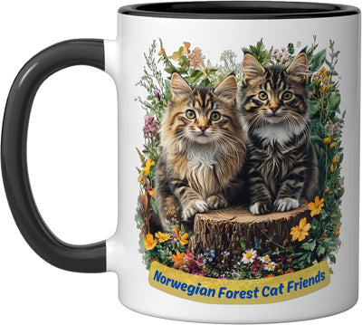 Taza cerámica para gatos estilo floral negro y blanco