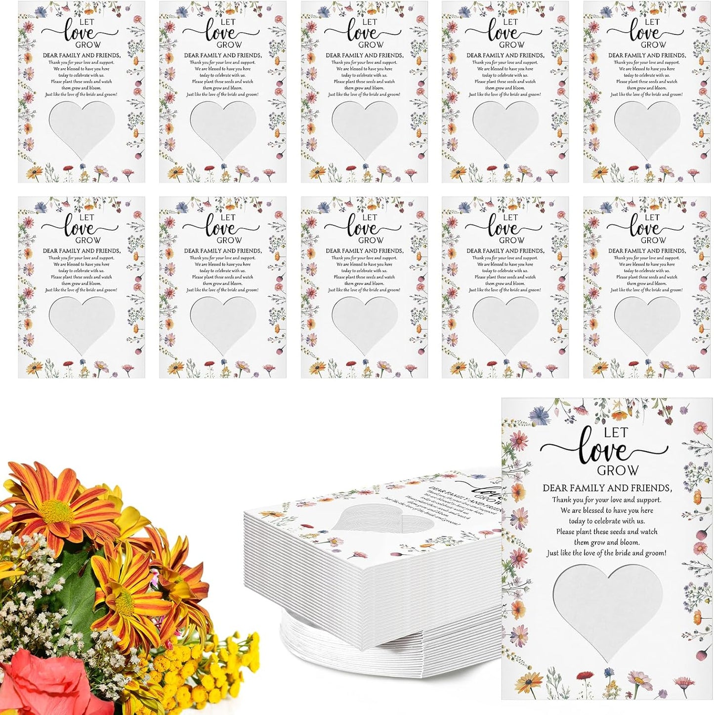 100 Paquetes Semillas Boda Let Love Group Autoadhesivas Kraft