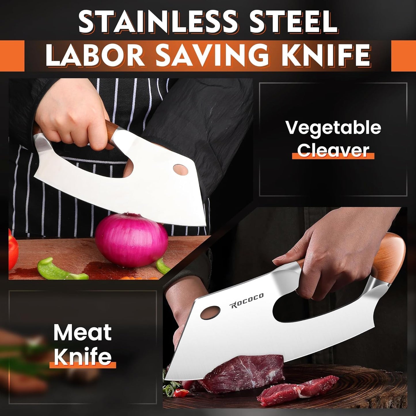 Cuchillo Ulu bronce acero inox para chef profesional