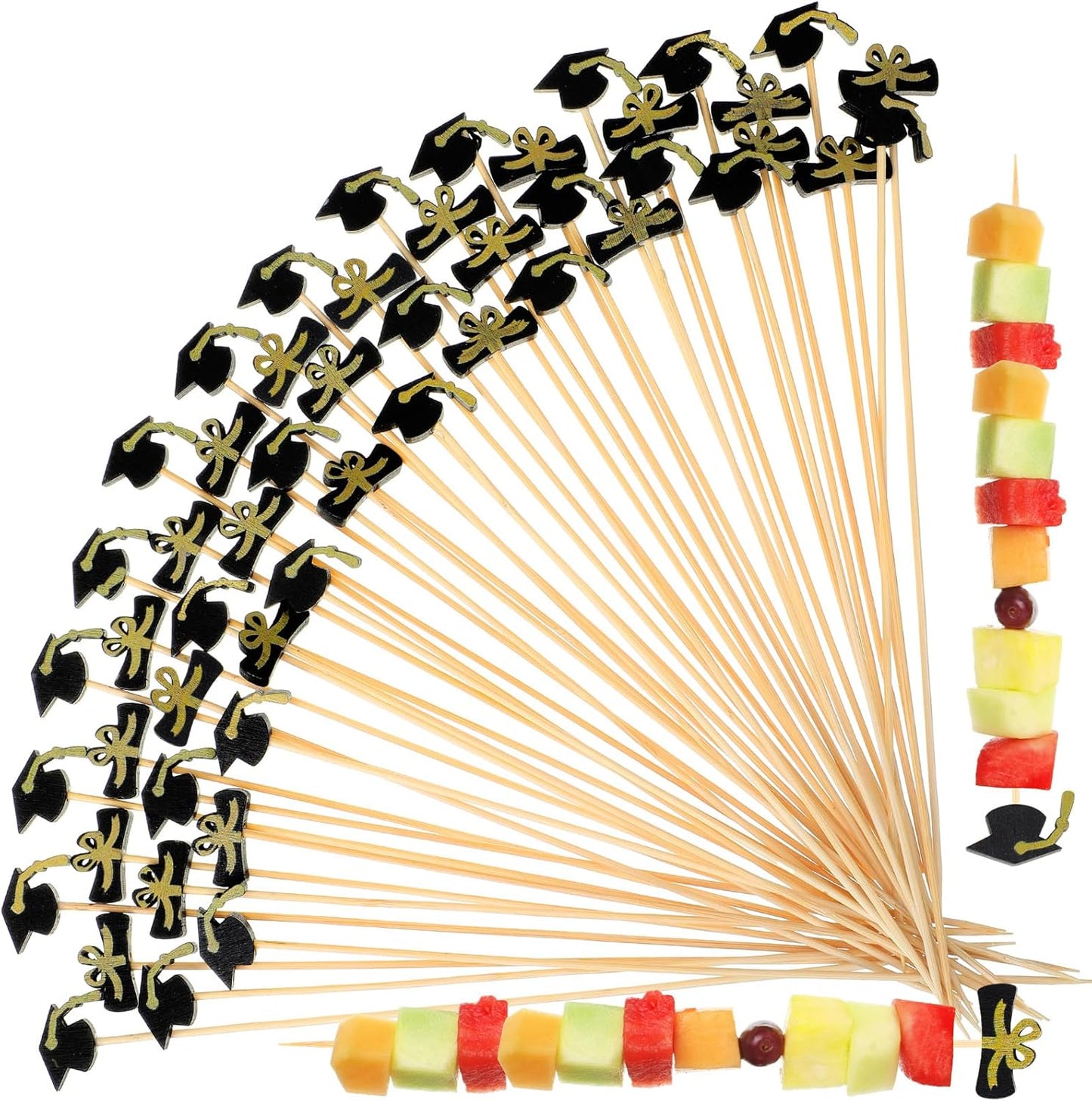 Palillos de cóctel de 8 pulgadas para aperitivos, frutas y decoración de pastel