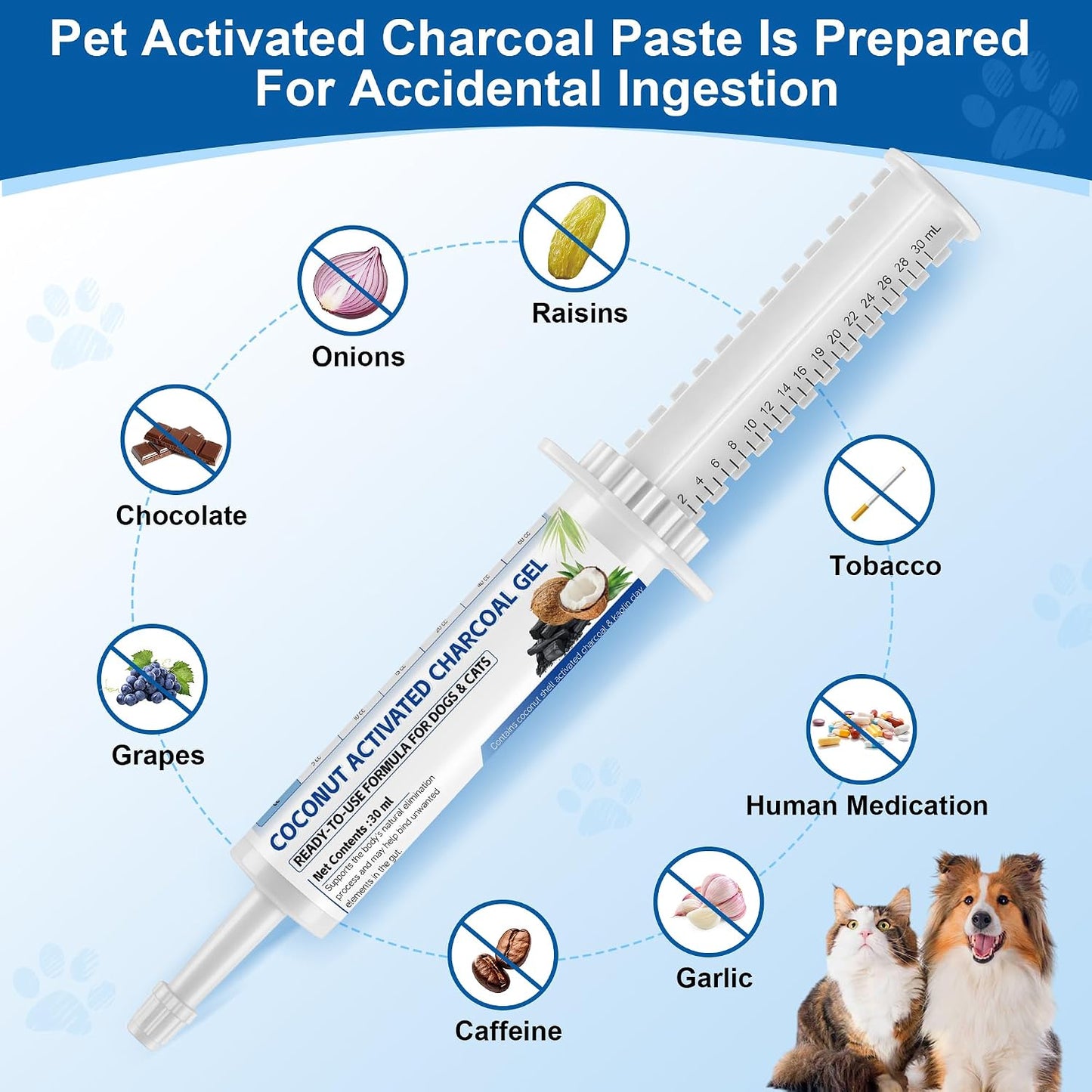 Pasta carbón activado para mascotas absorbente toxinas 1oz