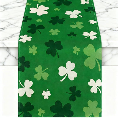 Camino de mesa Día de San Patricio 72 x 13 pulgadas decoración tréboles blancos y verdes