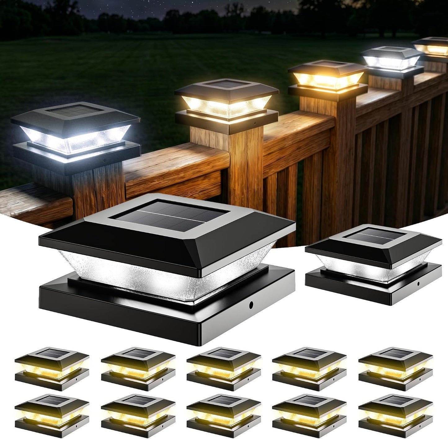 4x4 Postcap Luz Solar 12 Pzas 3 Modos Iluminación Exterior