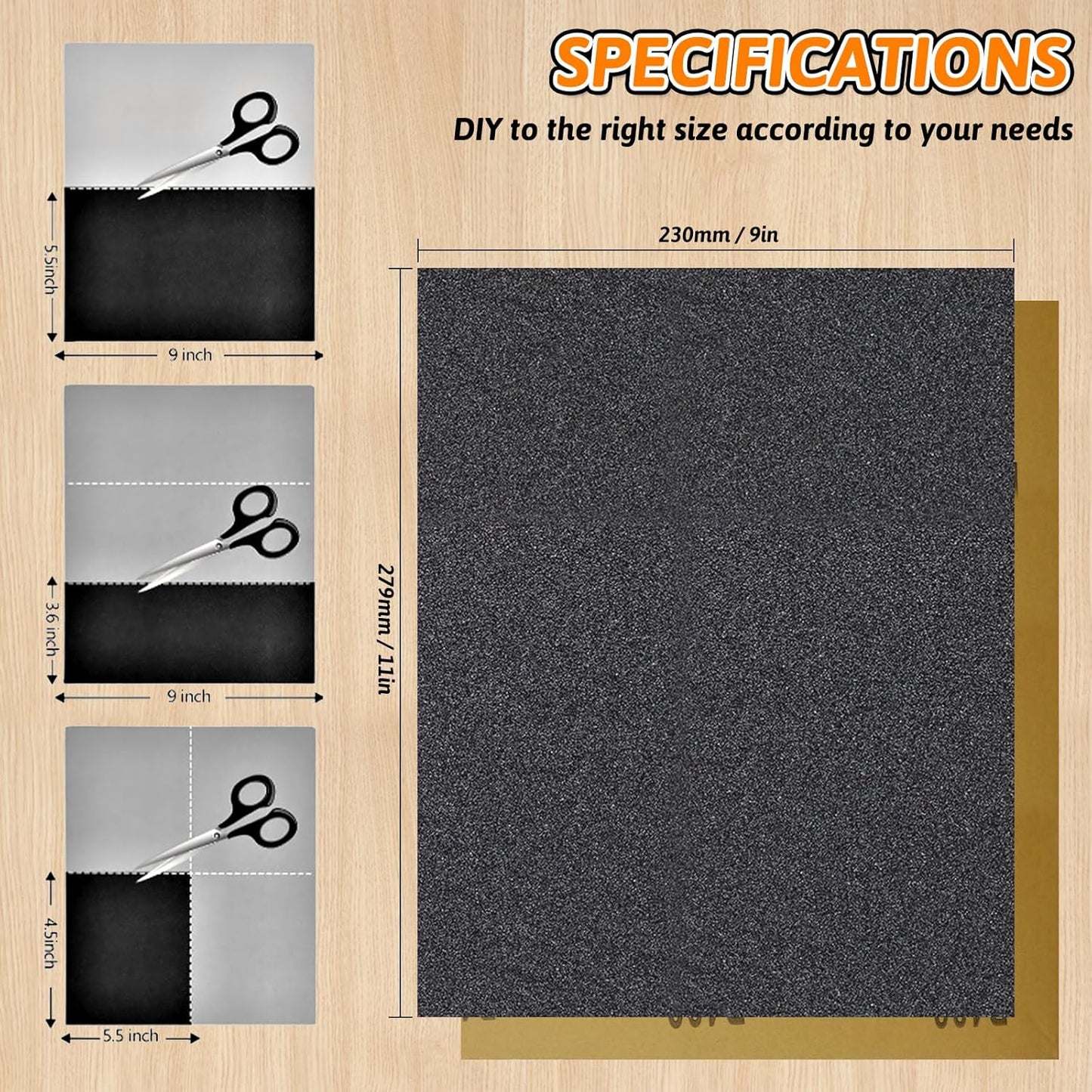 Papel lija 120-2000 seco/húmedo 9x11pulg surtido 20 hojas