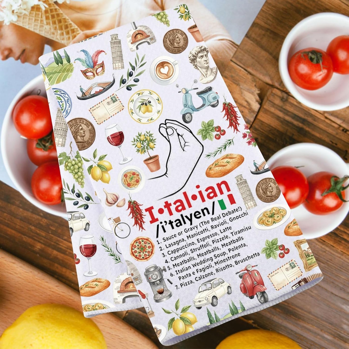 Toallas de cocina italiana regalo para chef toalla de manos toallas para platos