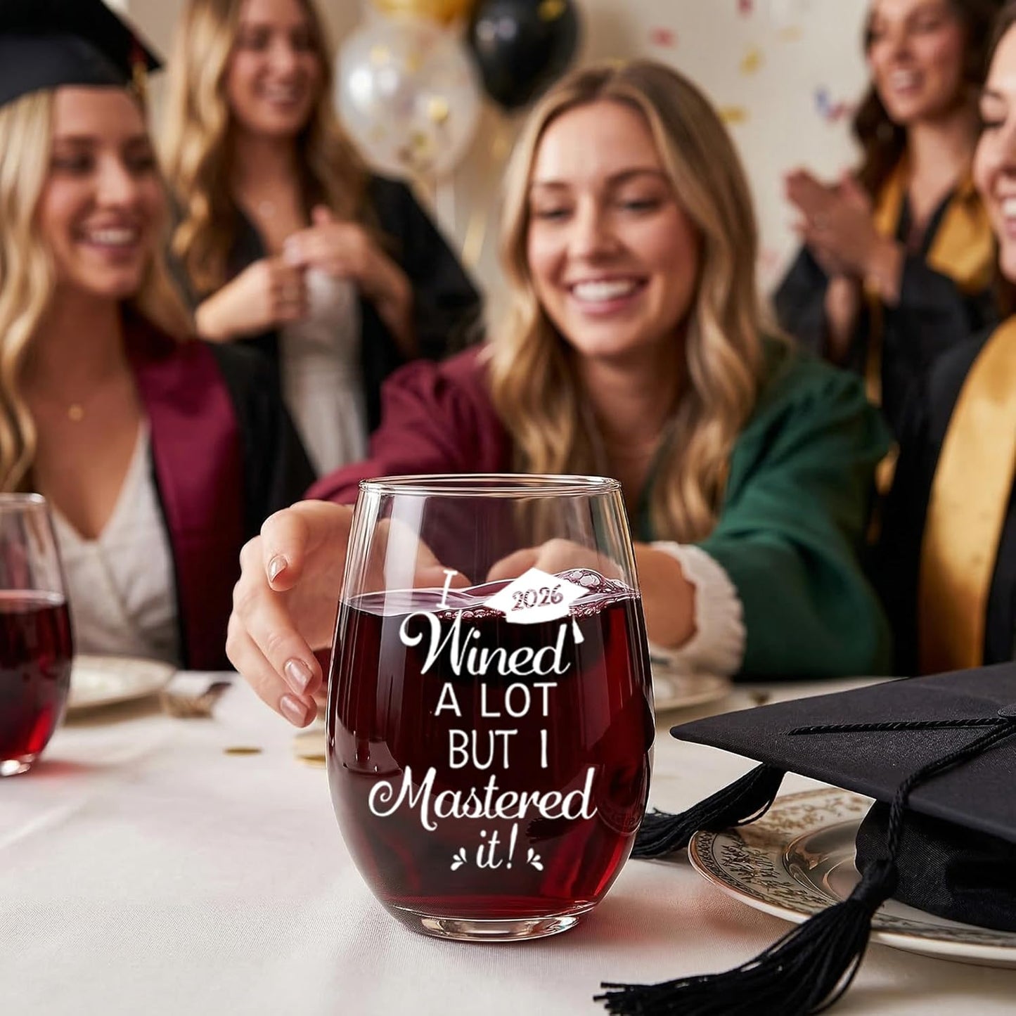 Vaso de vino para graduada mujer 2026 con caja regalo