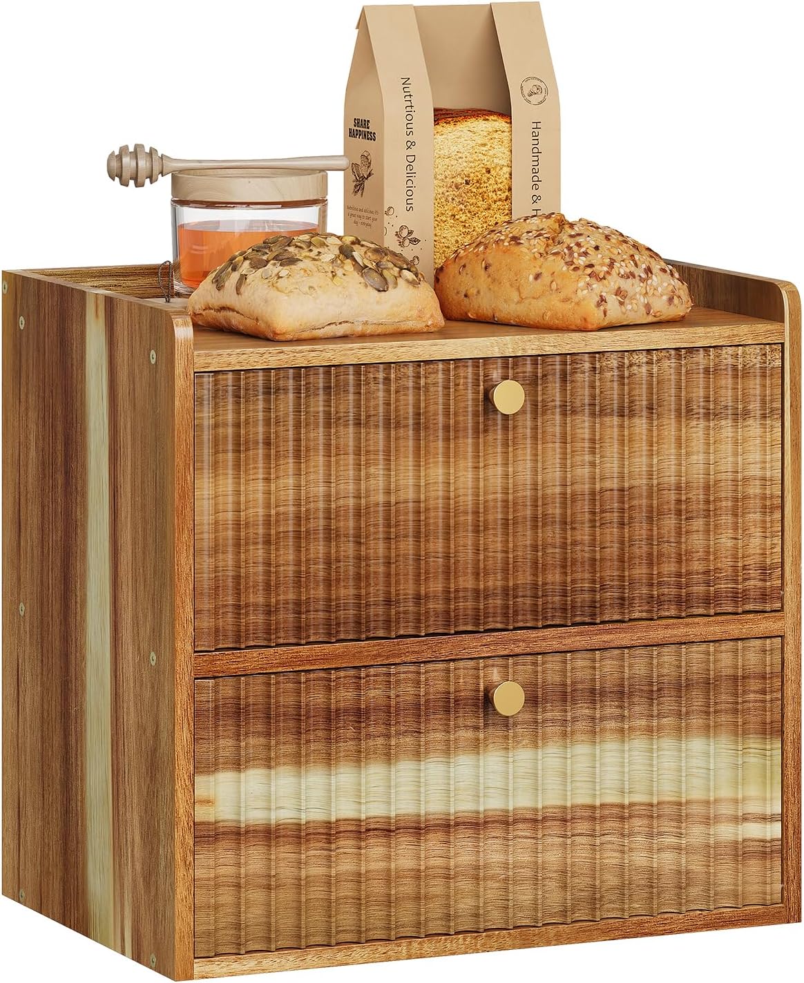 Caja pan bambú encimera cocina organizador alimentos