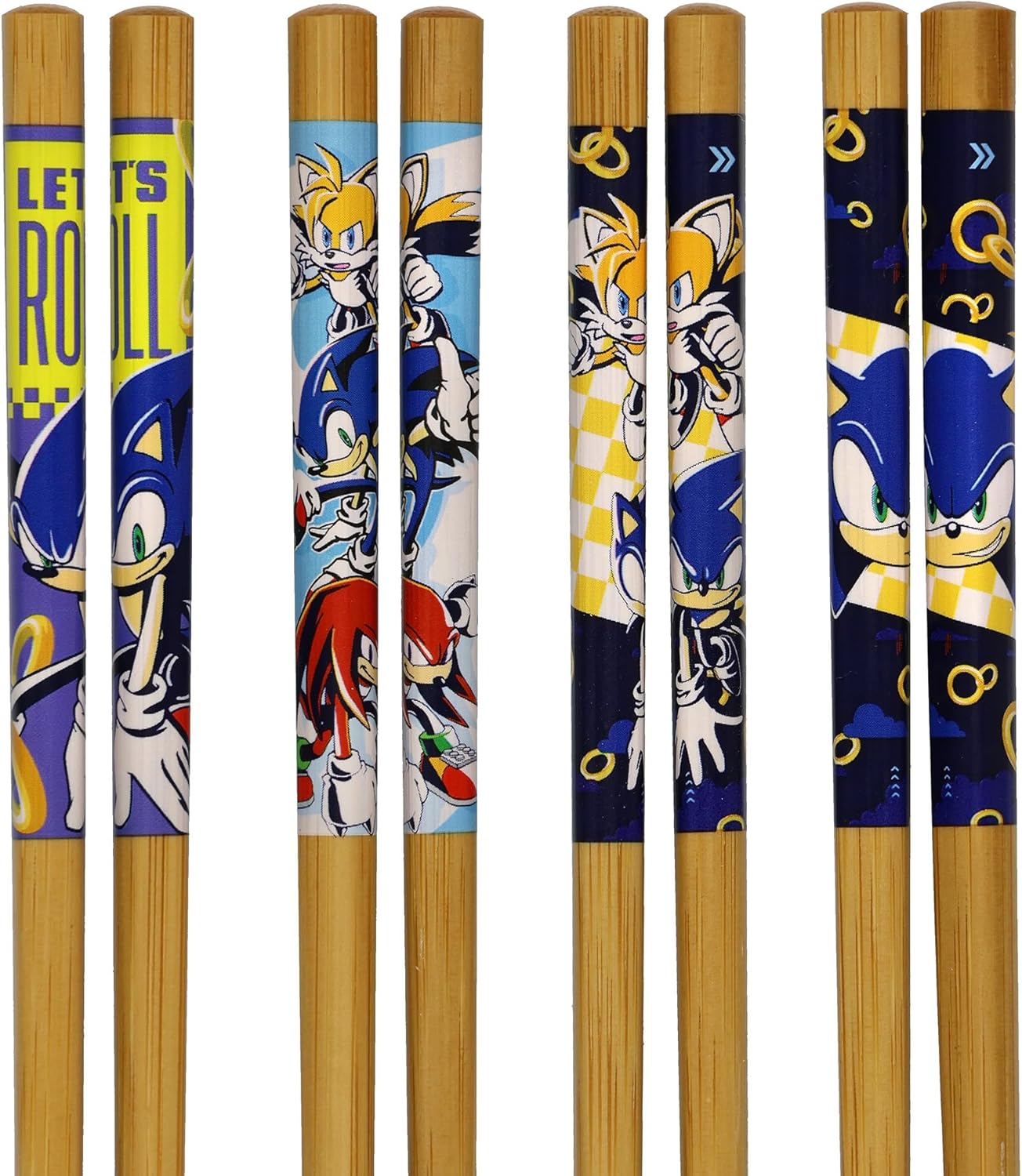Juego de palillos de bambú reutilizables Sonic The Hedgehog 4 pares