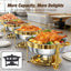 Set 6 Platos Acero Inox 6.5qt Con Tapa Vidrio Apilables Bufé
