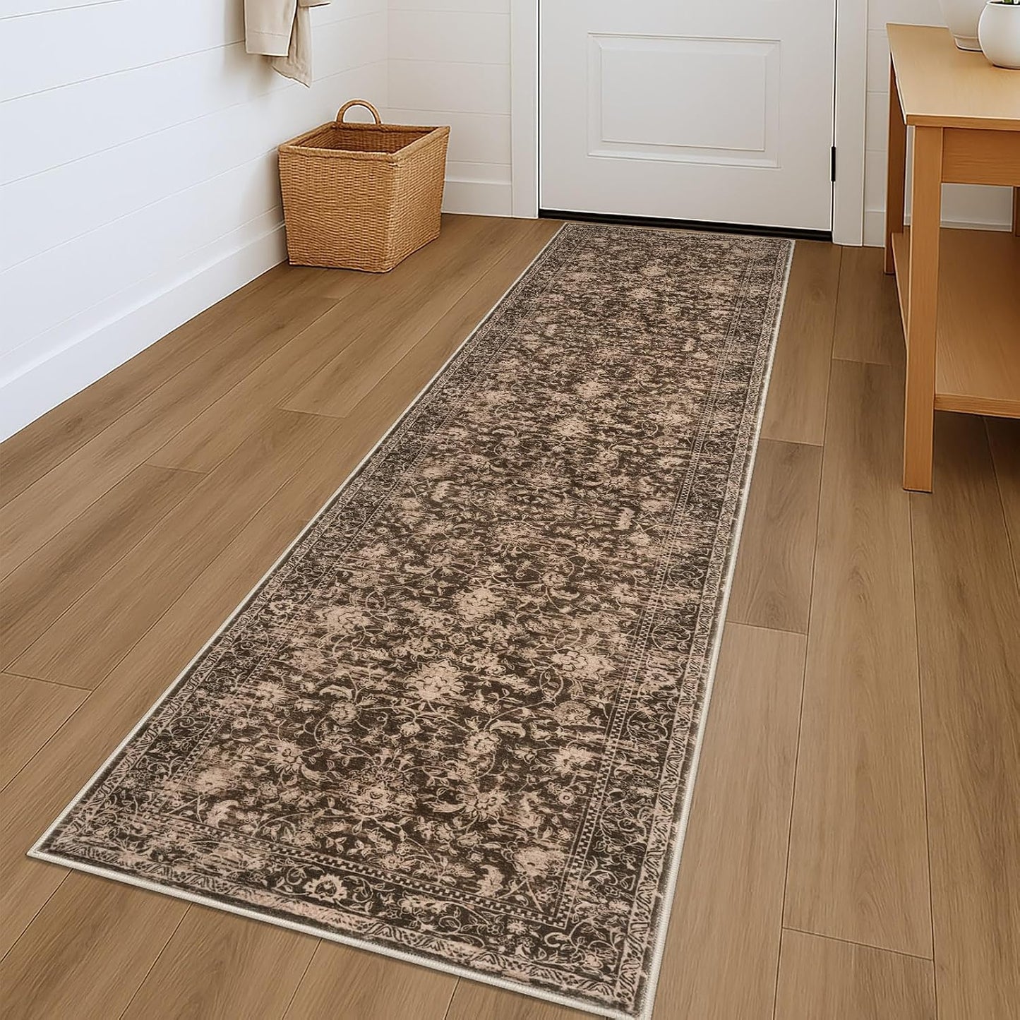 Alfombra pasillo 2x7ft antideslizante estampado floral