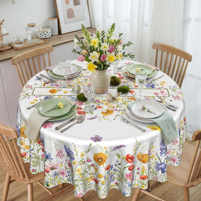 Mantel floral redondo de 52 pulgadas para hogar y picnic