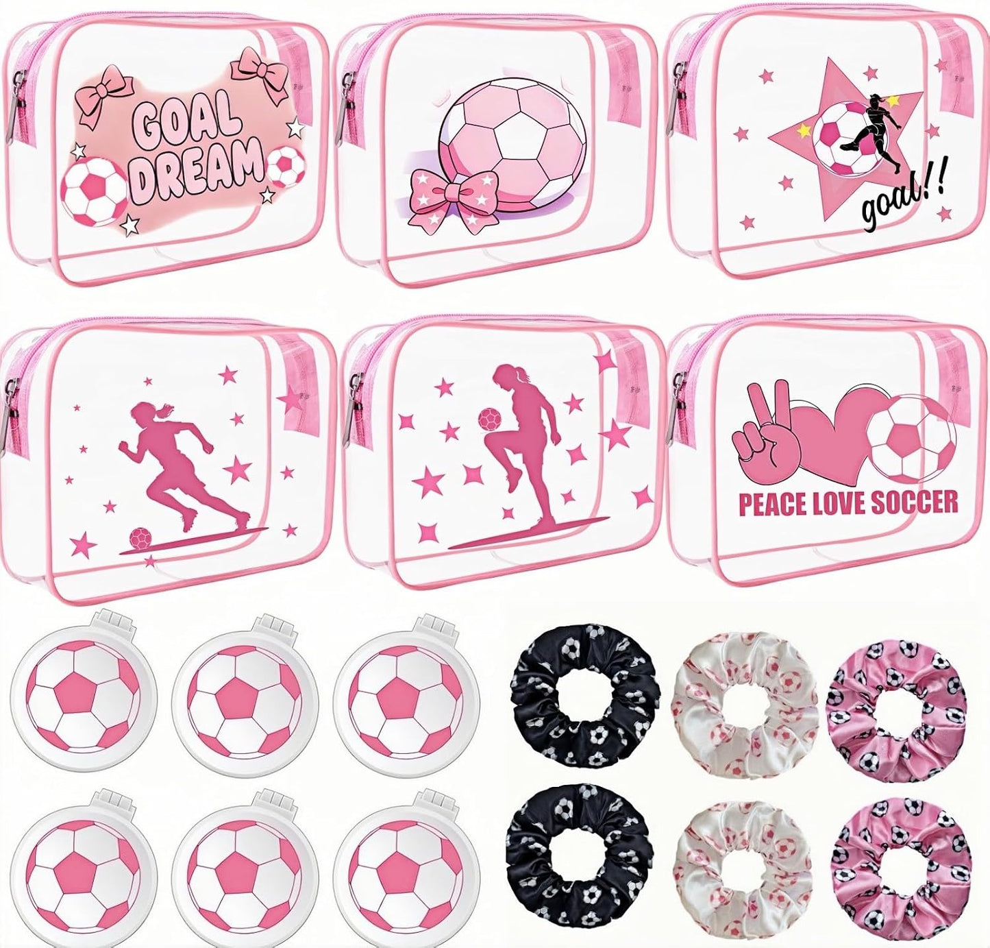 Bolsas cosméticos fútbol rosa para mujer regalo equipo deportivo