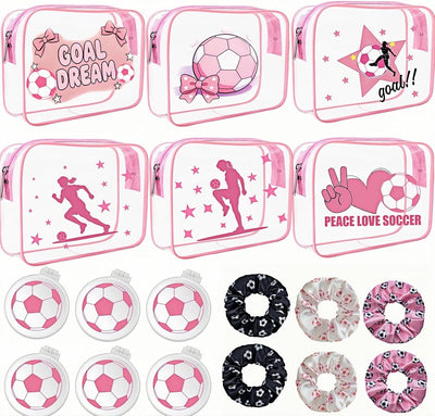 Bolsas cosméticos fútbol rosa para mujer regalo equipo deportivo