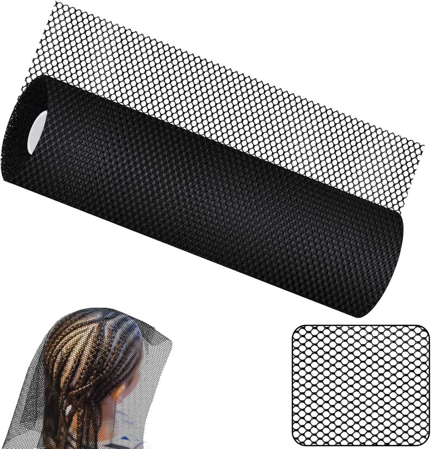 Red de pelo negro 26x18pulg para tejer y coser