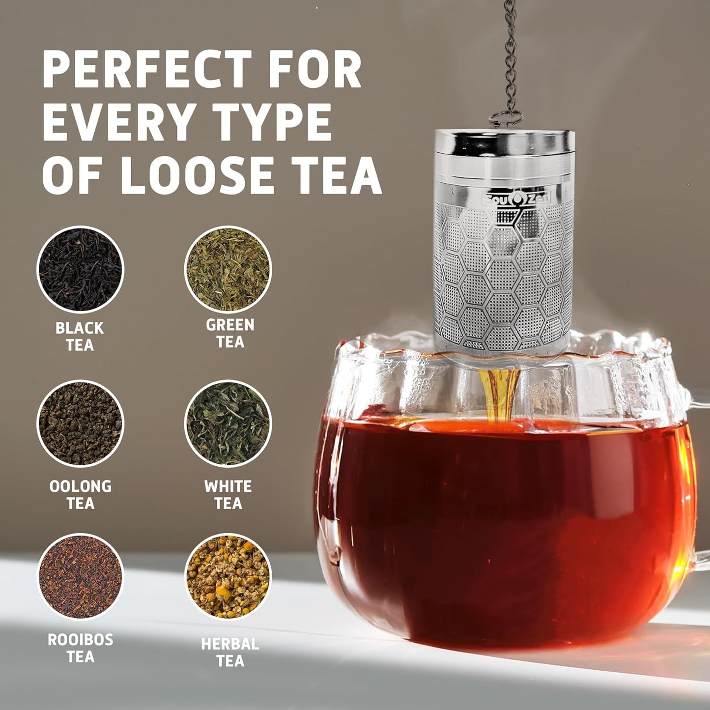 Infusor té acero inox 304 malla hexagonal con gancho