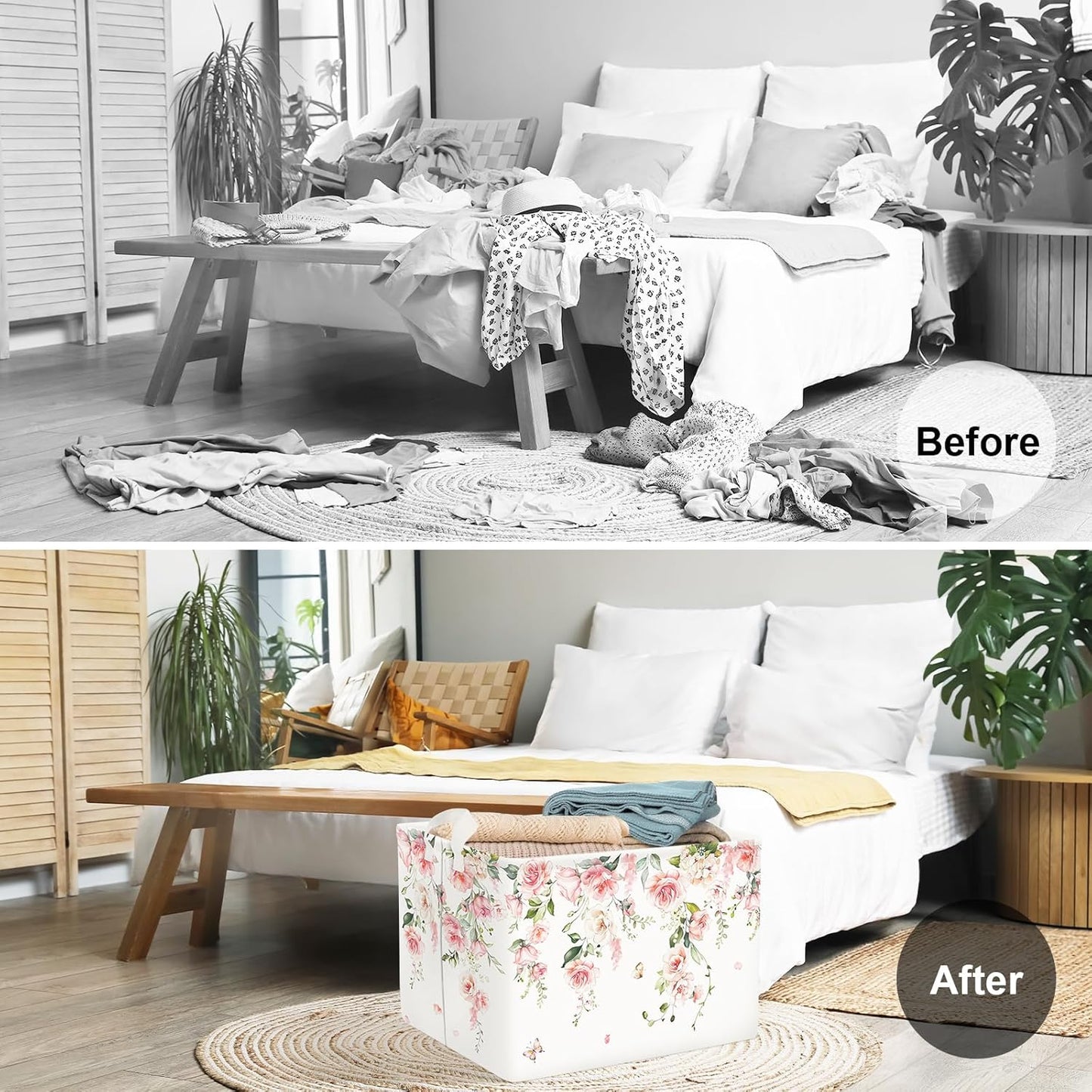 Cesta almacenamiento para libros, flores y ropa mujer