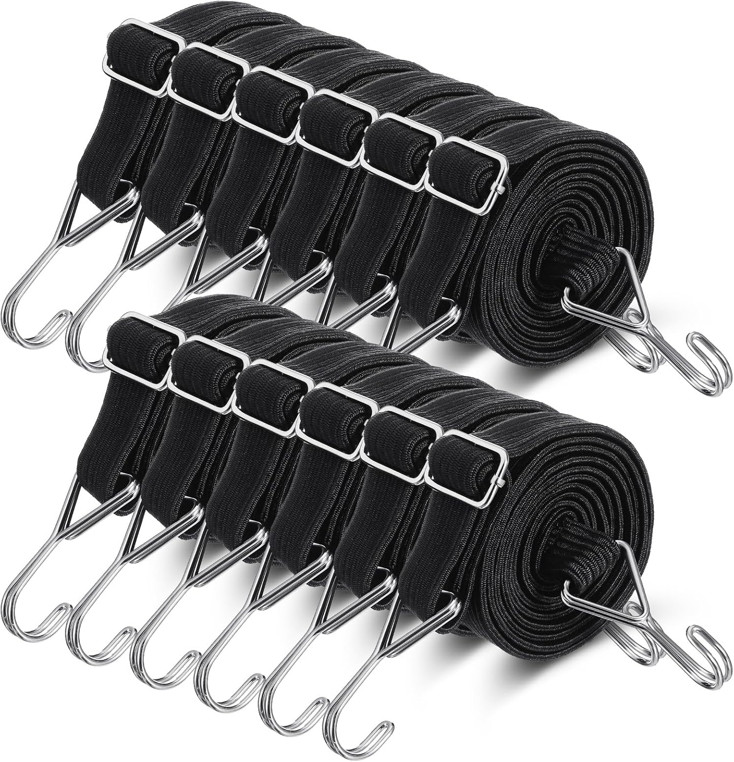 12 Cuerdas Elásticas Planas 78pulg Con Hebilla Metal Exteriores
