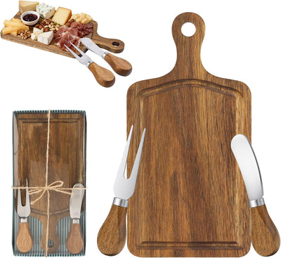 Juego de premios de queso para baby shower con tabla cuadrada de acacia