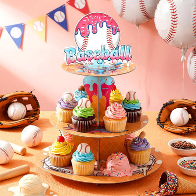 Soporte cupcakes béisbol 3 niveles decoración fiesta