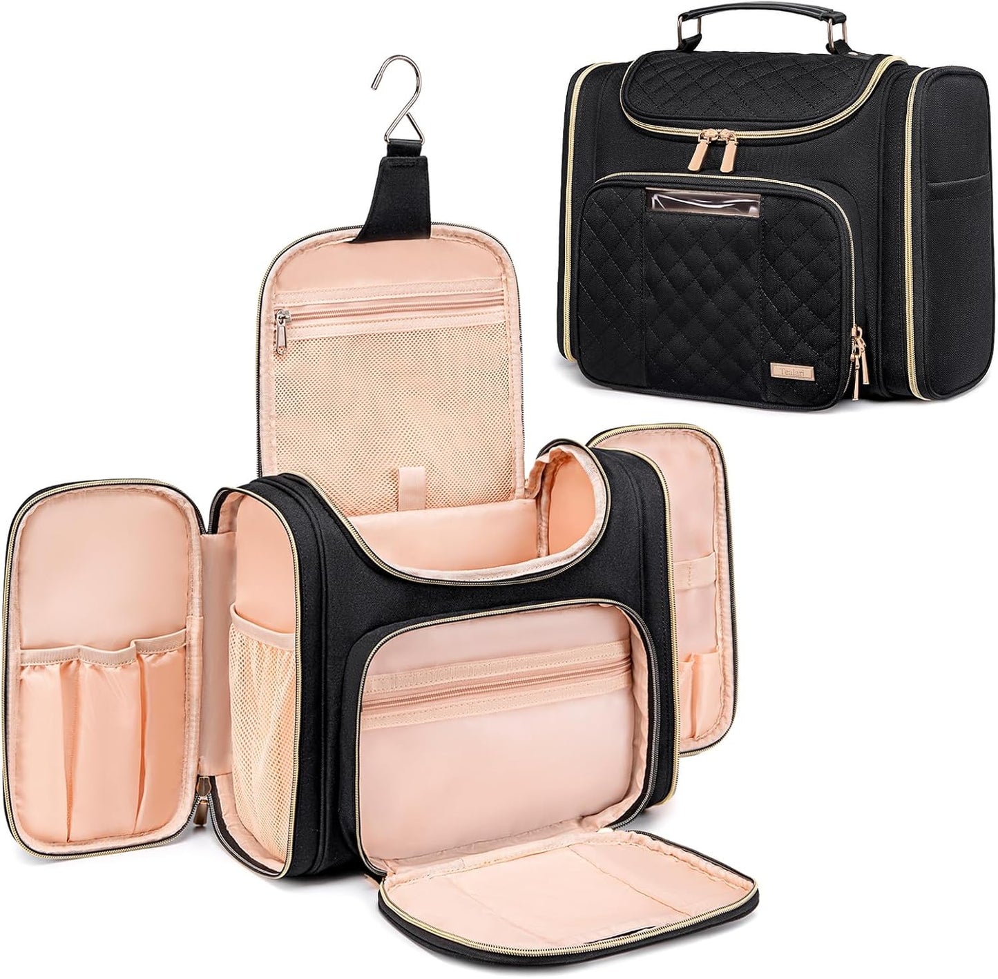 Neceser grande para viaje con bolsillo transparente