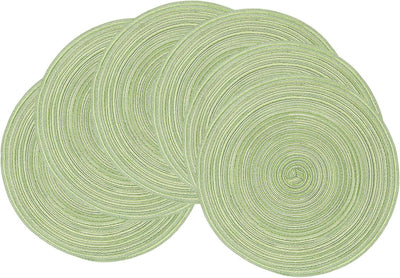 Juego de 6 manteles individuales redondos de 15 pulgadas color verde