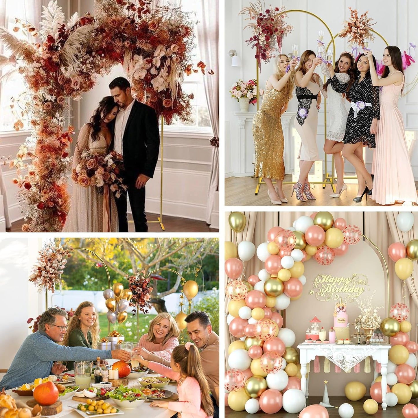 2 Pzas Soporte Arco Boda Metal Dorado 6-7.2pies