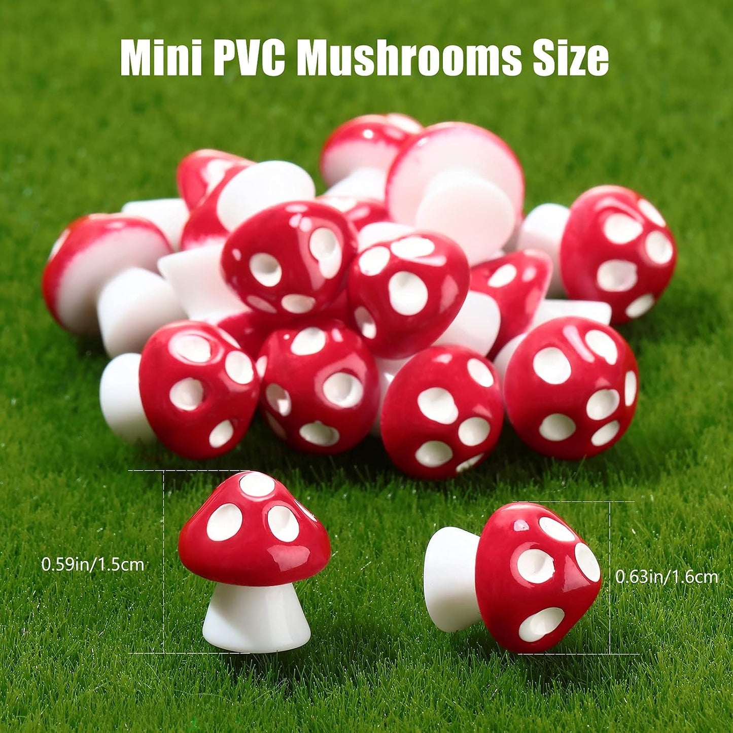 24 Pzas mini hongos resina para manualidades y muñecas
