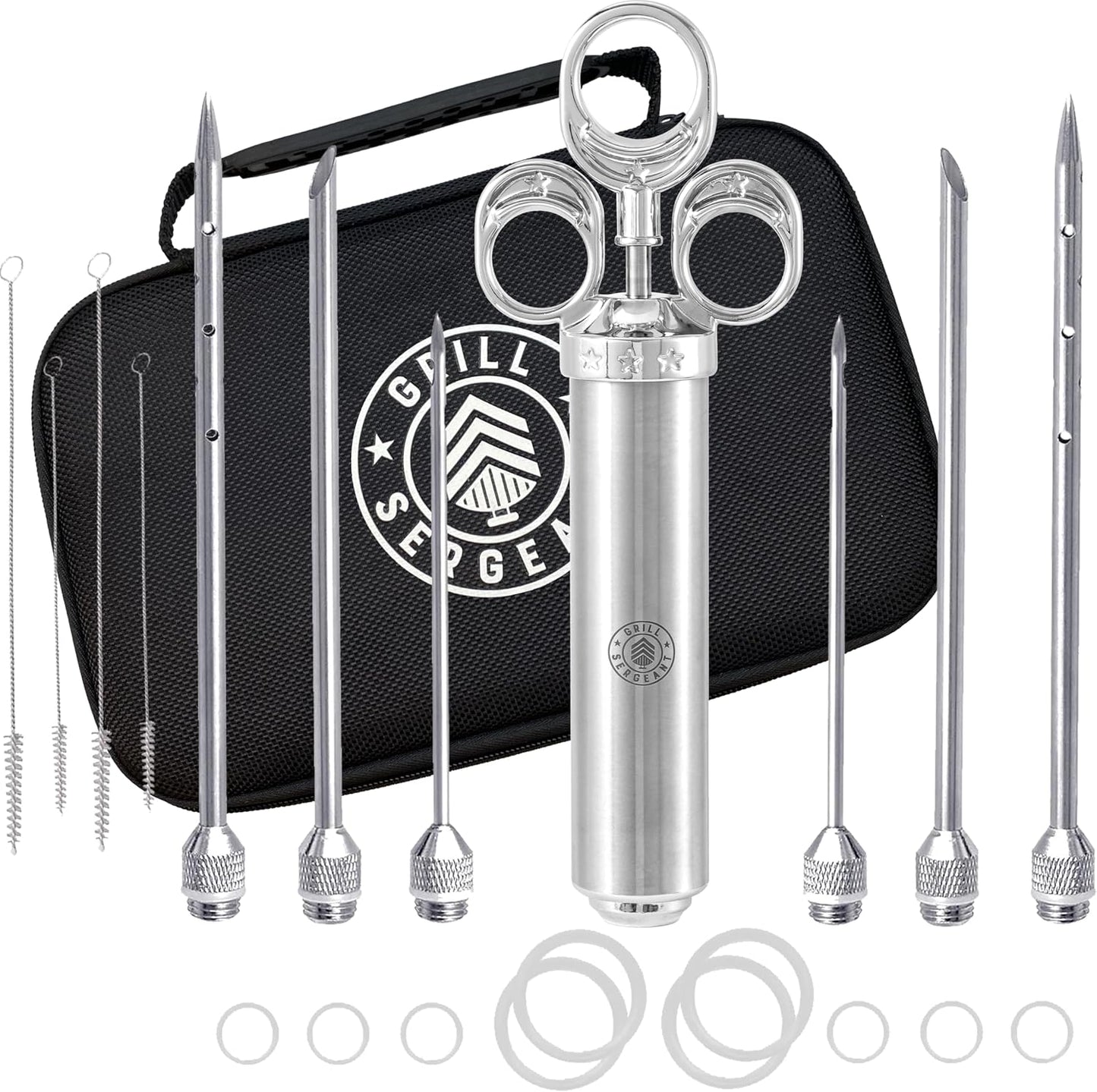 Inyector carne acero inox 304 6 agujas 2.5oz con estuche