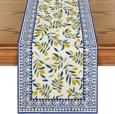 Camino de mesa de hojas de limón 13 x 72 pulgadas para decoración de primavera